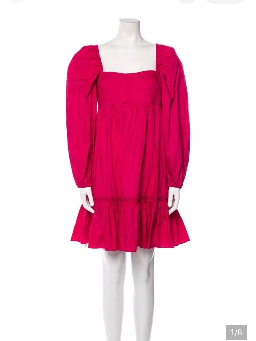 Ulla Johnson Bright Fuchsia Puff-Sleeve Tiered Dress
